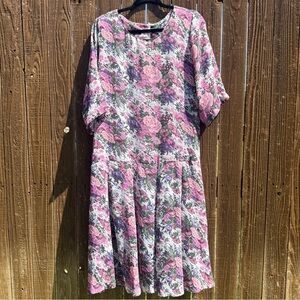 Vintage Willi of California Floral Midi Dress | Size 12 | Cottagecore Vibes 🌿🌸